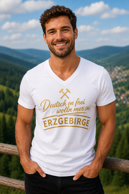 Deitsch on frei wolln mer sei | Shirt | Erzgebirge | Herren