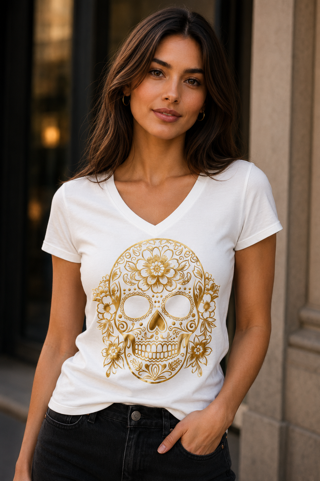 ERZ Skull Floral * Damen